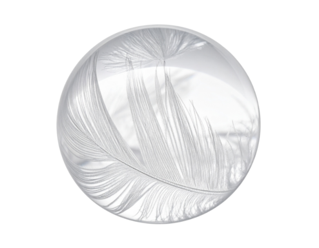  Top-Down View Crystal Feather Sphere with Radiant Halo, Abstract Composition, Isolated PNG - Powered by Adobe