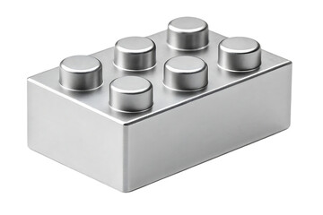 High quality silver 3x3 Plastic Building Block isolated on white background. Educational Toy for Creative Construction Play on white