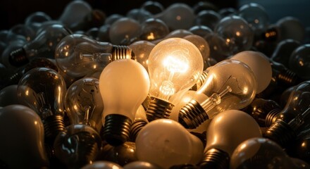 Illuminating Ideas A Glowing Lightbulb Symbolizing Innovation and Solutions Among Dim Bulbs