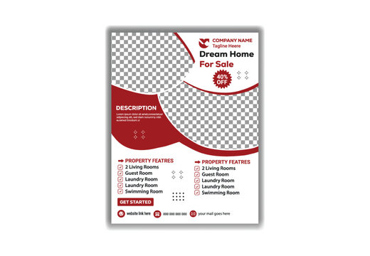Creative Housing and Apartment Sale Red Flyer Real Estate Promotion Vector Template Design