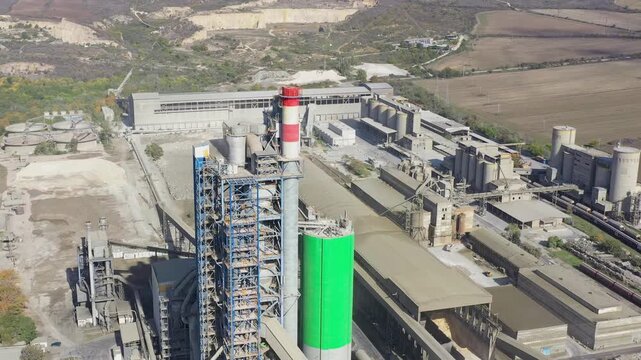 Aerial view to cement plant near to Devnya, Varna, Bulgaria. Devnya cement plant