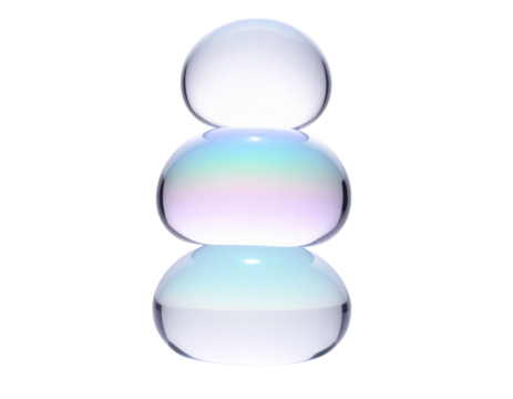 Stacked Luxe Prism Orbs with Holographic Shine, Minimalist Vertical Composition, Transparent Background
