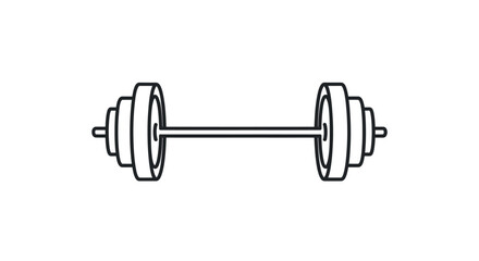 Simple Line Art Illustration of a Barbell with Weights on Each Side.