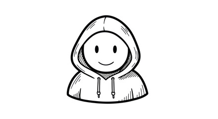 Hand-drawn Cartoon Person Wearing a Hooded Sweatshirt Icon.