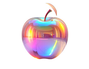 Obraz premium Top-Down View Floating Prism Apple with Ambient Halo Glow, Artistic Composition, Isolated PNG