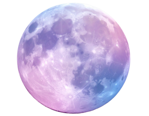 Top-Down View Pastel Glow Moon Orb with Radiant Gradient, Abstract Composition, Isolated PNG