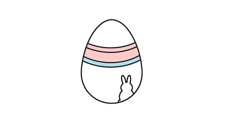Whimsical Easter Egg with Bunny Silhouette and Pastel Stripes.