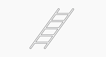 Simple Outline of a Wooden Ladder with Five Rungs.