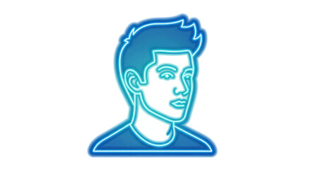 Neon Outline of a Young Mans Head and Shoulders.