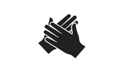 Silhouette of Two Hands Clapping Together in Applause.