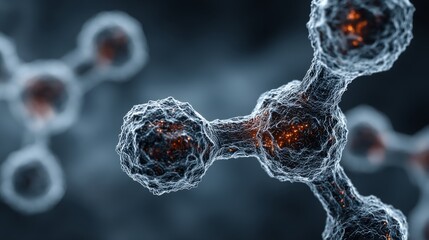 Abstract visualization of interconnected glowing molecular structures, representing scientific concepts.