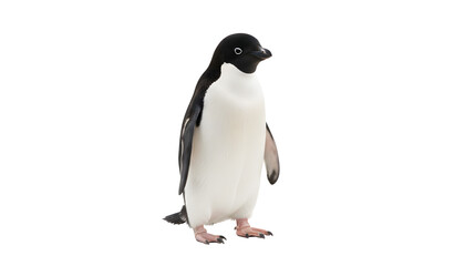 Obraz premium Adorable Adélie Penguin Standing Proudly Against a Stark White Background, Isolated Subject