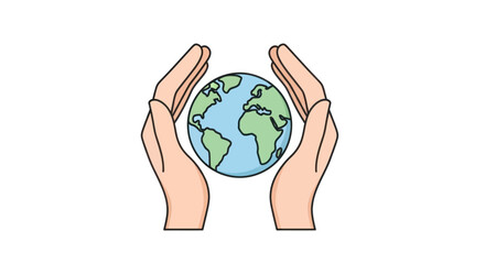 Human hands gently cupping the Earth globe a symbol of global protection and environmental care.