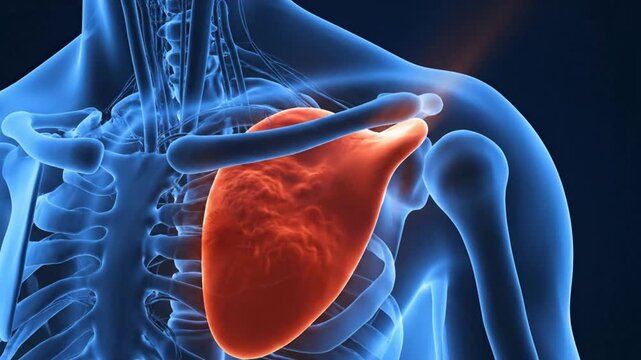 Human Shoulder Blade Anatomy Detailed 3D Medical Illustration of Scapula Bone.