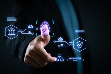 Biometric fingerprint authentication for secure digital access and data protection. Innovative...