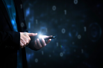 Biometric fingerprint authentication for secure digital access and data protection. Innovative cybersecurity concept for cloud storage, encryption identity verification.