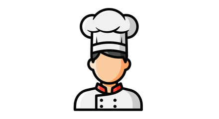 Cartoon Chef Icon with Toque Hat and Uniform.