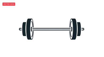 Simple Black and White Barbell Illustration for Fitness and Strength Training.