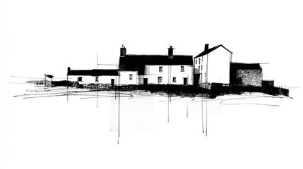 Obraz premium Sketchy rural buildings
