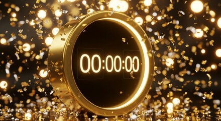 happy new year! golden midnight countdown at zero