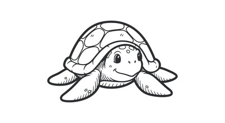 Adorable cartoon sea turtle with a patterned shell and friendly expression.