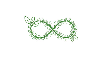 Green leafy infinity symbol representing nature growth and sustainability.
