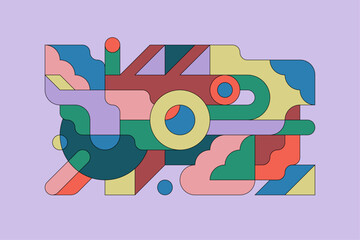 Obraz premium Colorful modular abstract composition in geometric flat design