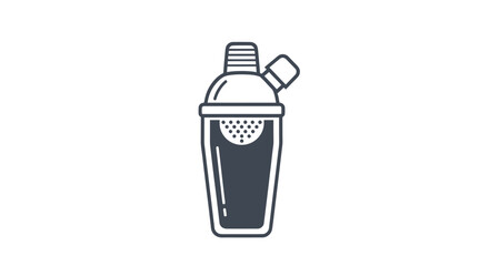 Stylized Line Art of a Cocktail Shaker with Strainer.