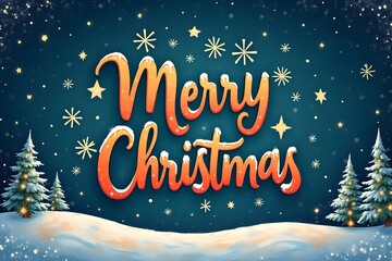 Naklejka premium stylized illuminated simple Unique icon of Merry Christmas with snowflakes illustration