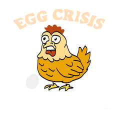 Funny Chicken Panic Cartoon “Egg Crisis” Vector Illustration