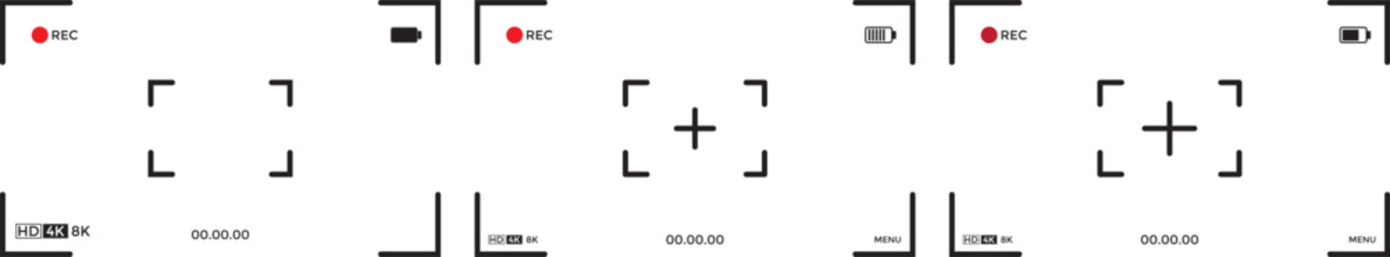 Camera viewfinder screen. video screen. Camera recording screen template for overlay. display full hd format, digital display interface.
