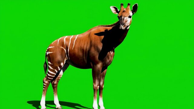 Majestic Okapi Stripes and Grace on Green Screen Canvas.