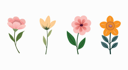 Spring flat flower set collection 4.eps