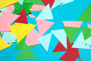 Simple Paper Card Primary Colour Triangle Geometric Shapes in Multicolour Rainbow Calm Background