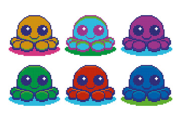 Cute Pixel Art Spider Kawaii 8 Bit Style Cartoon Character