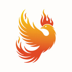 Abstract gradient phoenix logo with fiery wings symbolizing rebirth, power, and freedom on a white background.