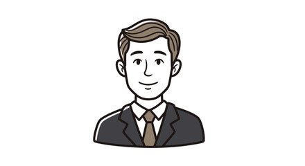 Smiling Professional Man Avatar Illustration in Suit and Tie.