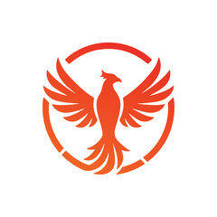 Abstract gradient phoenix logo with fiery wings symbolizing rebirth, power, and freedom on a white background.
