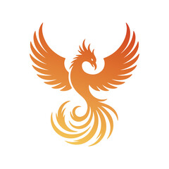 Abstract gradient phoenix logo with fiery wings symbolizing rebirth, power, and freedom on a white background.