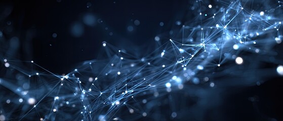 A visual representation of interconnected nodes and lines, creating a network against a dark background