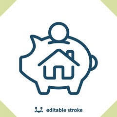 Savings Icon. Real Estate, Deposit, Coin, Piggybank, Piggy Bank, House, Home