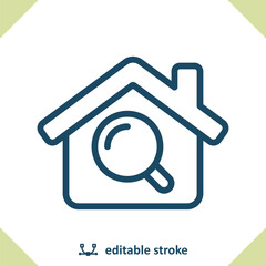 Real Estate Icon. House, Home, Inspection, Magnifier, Magnifying Glass