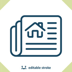 Newspaper Icon. House, Real Estate, News, Ads