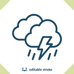 Storm Icon - Cloud, Lighting Bolt, Lightning Storm, Weather, Clouds, Rain, Raining