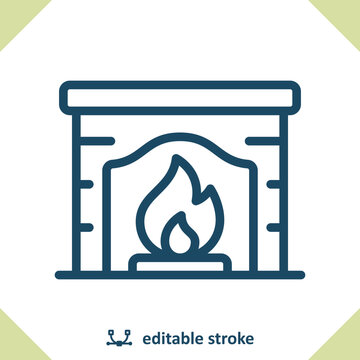 Fireplace Icon. Fire Place, Flame, Hearth
