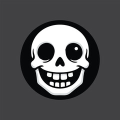 Smiling Cartoon Skull Head Mascot Logo or Icon