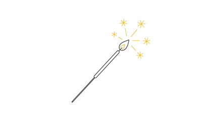 Hand-drawn illustration of a sparkling magic wand with glowing yellow light bursts.
