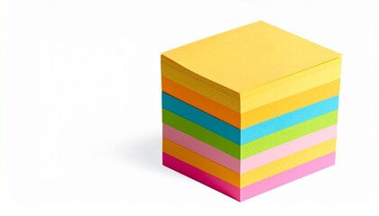 Fototapeta premium Stack of Colorful Sticky Note Pads in Pink Yellow Blue and Orange