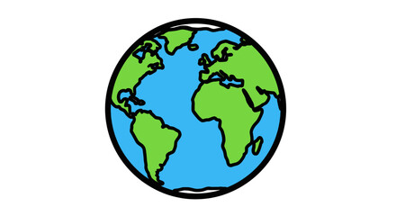 Cartoon Earth Globe with Continents and Oceans.