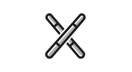 Two Crossed Silver Markers with Black Outline.